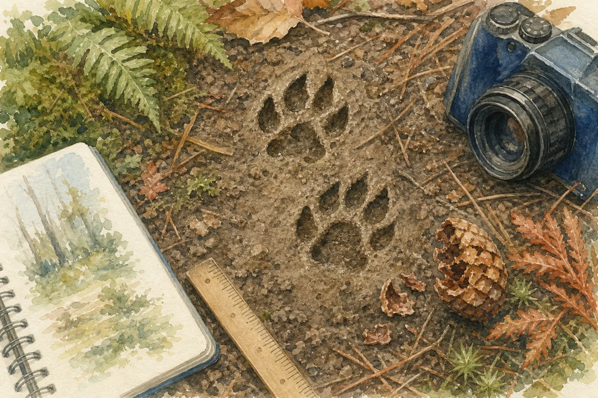 野生動物の足跡探しのイラスト