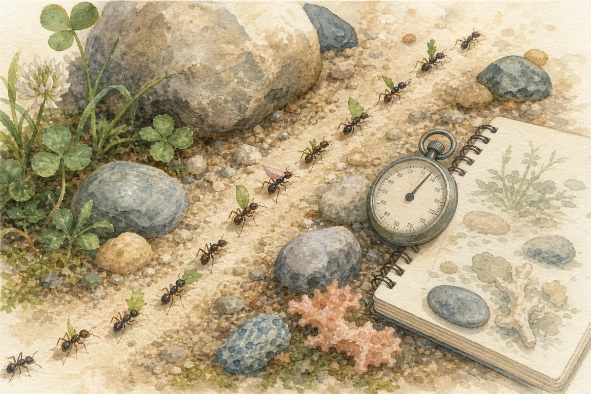 アリの行動観察のイラスト