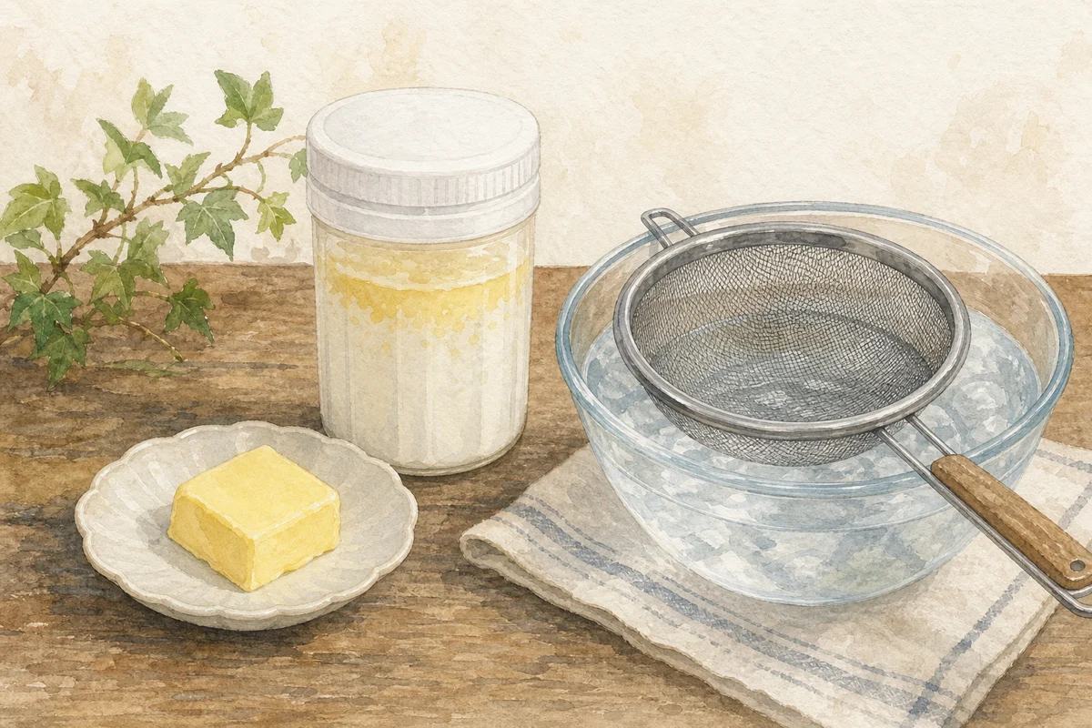 生クリームから手作りバターのイラスト