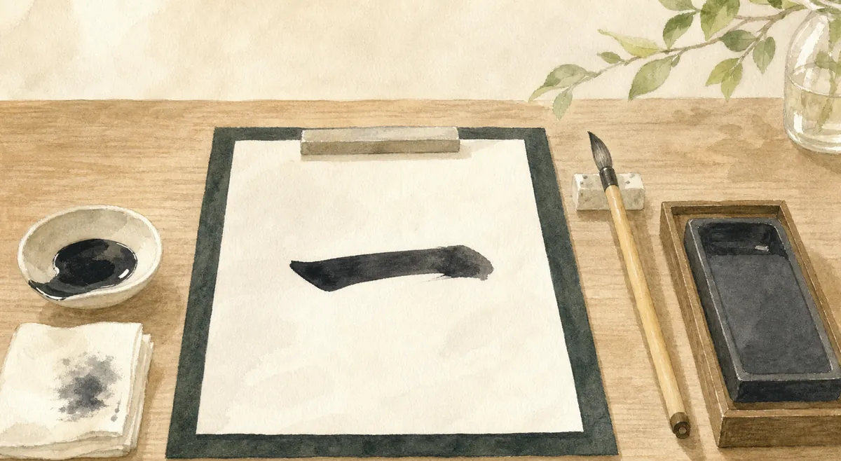 1文字だけの毛筆練習のイラスト