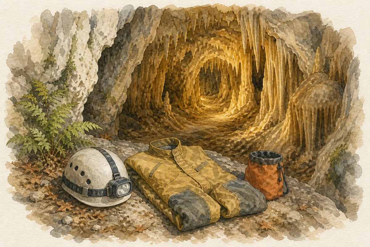 ガイド付き洞窟探検のイラスト