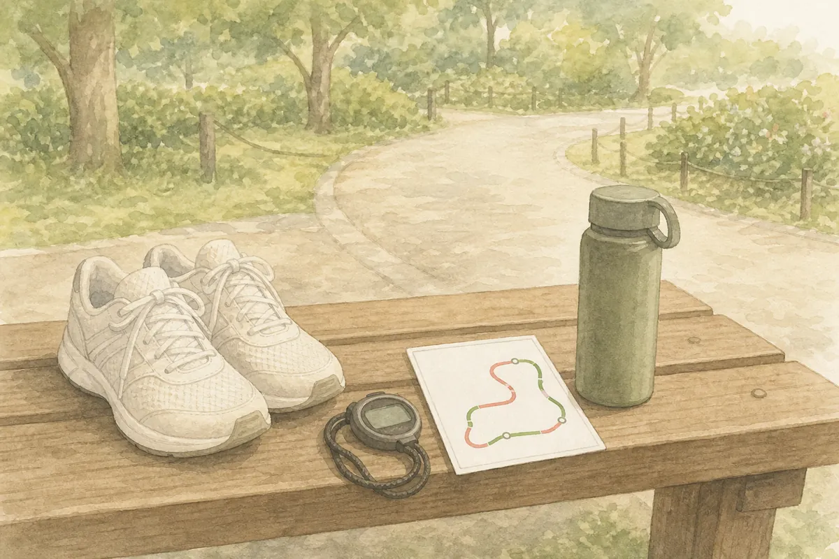 1分ずつ速さを変える散歩のイラスト