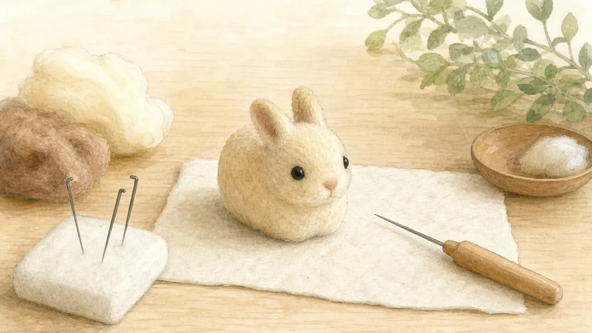 羊毛フェルトで小さな動物のイラスト