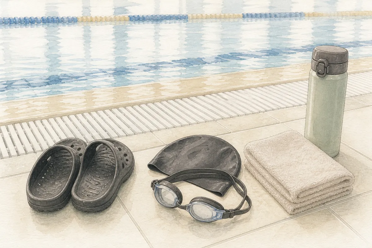 プールで30分水中歩行のイラスト