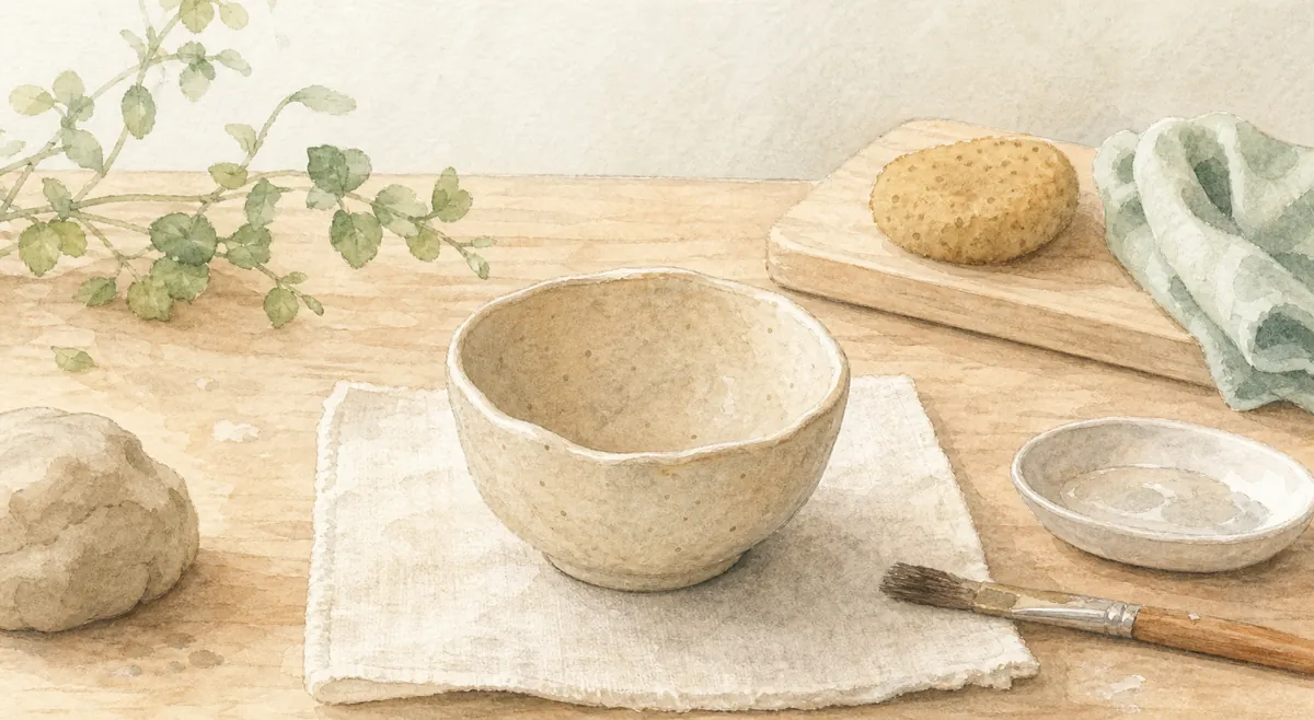 陶芸教室で小さな器作りのイラスト