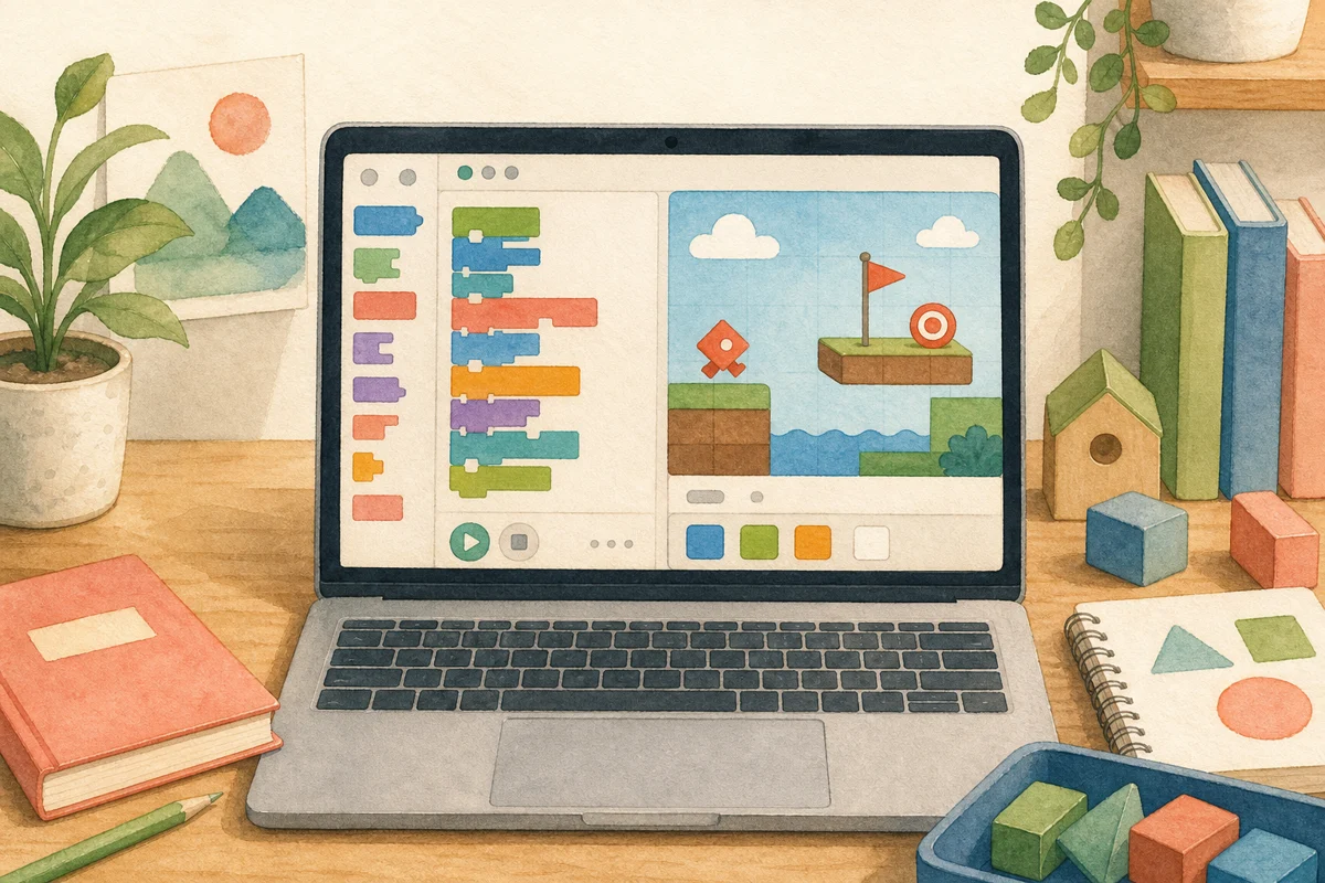 Scratchでミニゲーム作りのイラスト