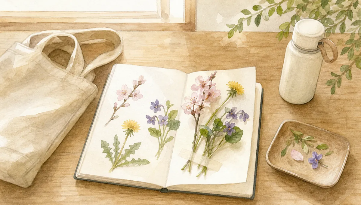 季節の花を探す30分散歩のイラスト