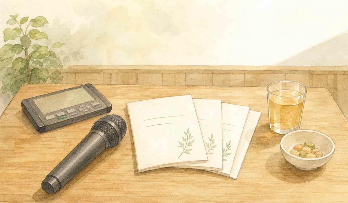 一人カラオケで3曲のイラスト