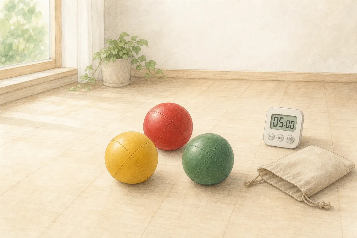 3個のお手玉でジャグリングのイラスト