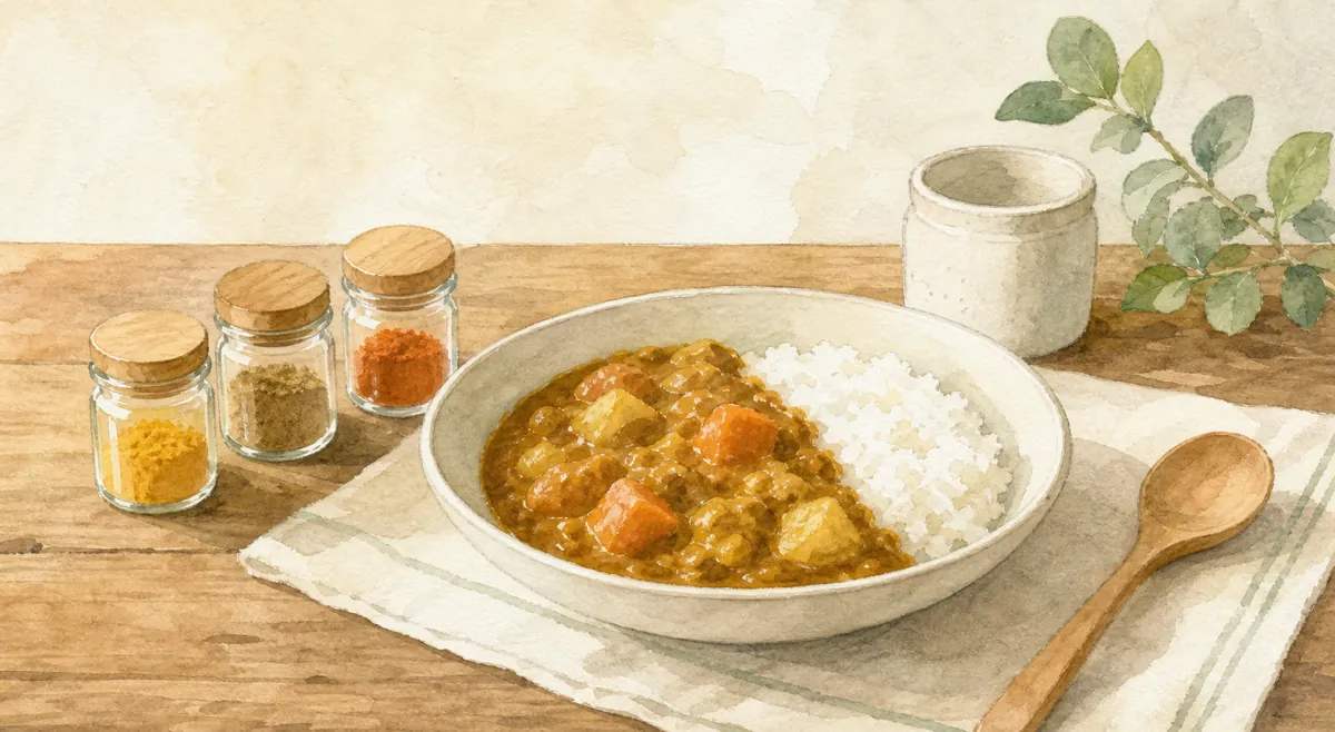 3つのスパイスでカレーのイラスト