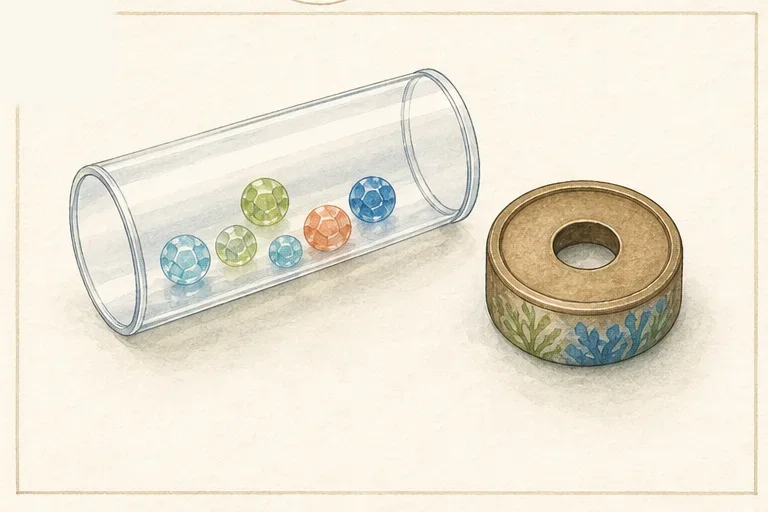 万華鏡の手順:色片を少量入れる