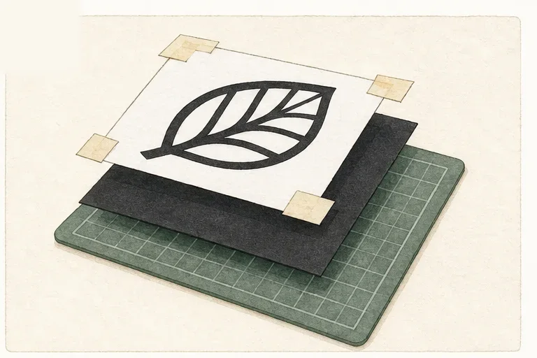 切り絵の手順:安定した机に作業面を作る
